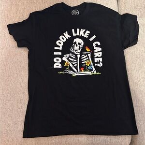 Black Graphic Tee with Skeleton Design